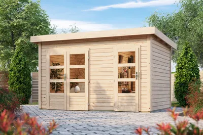 Produktbild von Karibu Gartenhaus Gerätehaus 2-Raum-Haus Tintrup naturbelassen 364x244x230 cm