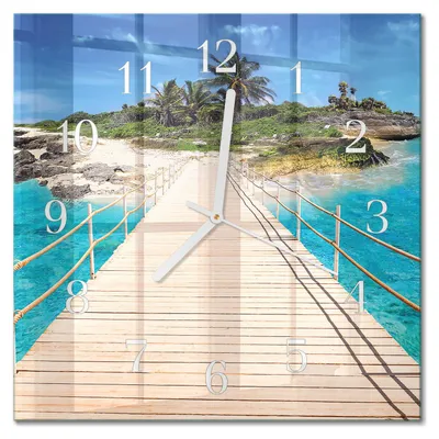 Produktbild von Tulup Glasuhr Wanduhr Küchenuhr Echt-Glas 30x30 cm Modern Dekorativ Geräuschlos Weiße Zeiger - Inselbrücke