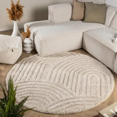 Image de Volero - Tapis rond scandinave - Lova Arches Beige - Ø 100cm