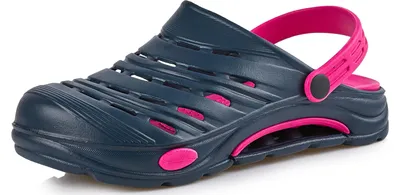 Produktbild von Ladeheid Damen und Herren leichte Eva Clogs Gartenclogs Gartenschuhe KL030 (Dunkelblau/Rosa, 41 EU)