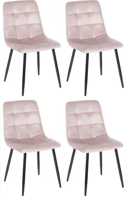 Produktbild von 4-teiliges Esszimmerstuhl-Set – Küchenstühle – bequeme Polsterung | Farbe: Rosa