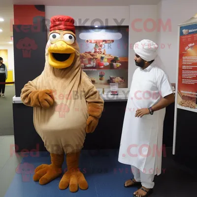 Produktbild von Tandoori-Huhn REDBROKOLY Maskottchen Kostüm figur bekleidet mit einer Vertuschung und Uhren