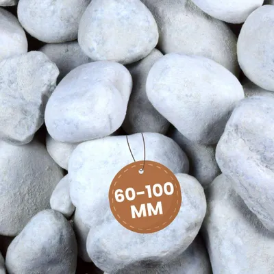 Produktbild von Kieselsteine Garten Zierkies Weiß 60-100 mm 25 kg Aquarium Kies Carrara Marmorkies Dekostein Weiße Kieselsteine Zierstein Marmor Kies Weiß Gabionen Steine