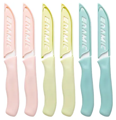 6er Set Keramik-Küchenmesser, 80 mm Klingenlänge, ergonomisch