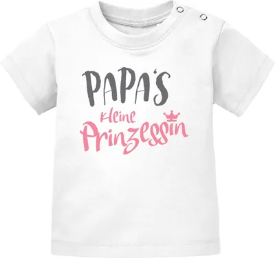 Produktbild von Baby T-Shirt Kurzarm Babyshirt Papas kleine Prinzessin Mädchen Shirt Moonworks® weiß 56/62 (1-3 Monate)