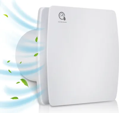 Produktbild von SWANEW Koupelnový ventilátor Ventilátor se senzorem vlhkosti a časovačem s vodicí deskou Reflux Wall Fan 100mm
