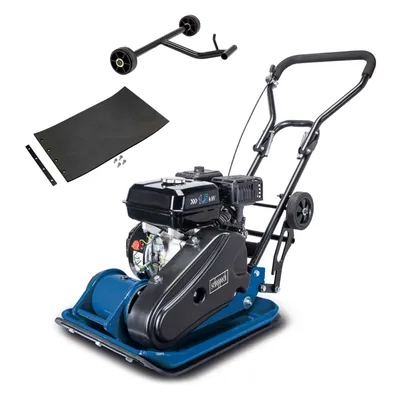 Produktbild von Scheppach Rüttelplatte Benzin HP1400S Verdichter Rüttler | 2PS | 50kg | 8200N Verdichtungsdruck | 25cm Verdichtungstiefe | inkl. Fahrwerk & Gummimatte