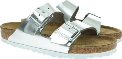 Produktbild von Birkenstock Damen Arizona Leder, Silber Metallic Silver, Gr. 38