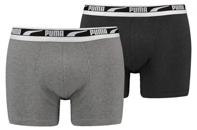Productafbeelding van PUMA HEREN MULTI LOGO BOXER 2-PACK, heren boxershorts, maat: S, kleur: grijze melange