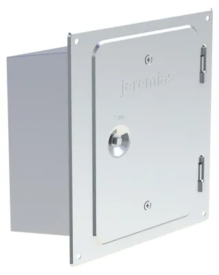 Produktbild von EW-FU Edelstahlkamintür 210 x 140 mm mit Schiebestutzen 150 mm (schräg)
