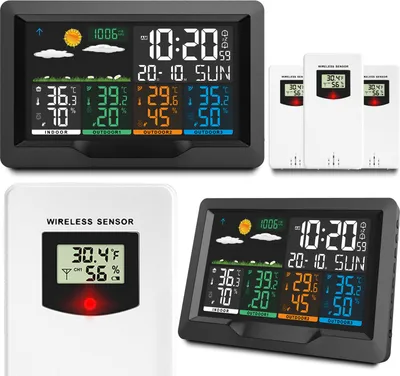 Produktbild von Digitales Wetterstation mit Display Thermometer Außensensor BD-904 schwarz