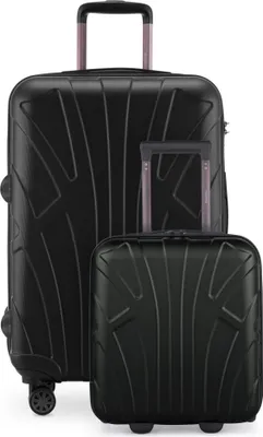 Produktbild von Suitline - Kofferset für EasyJet, 2-teilig Unter-Sitz Trolley 45x36x20 cm +  erweiterbarer Reisekoffer 66 cm für 15-20 kg Gepäck, kleiner + großer Koffer,Schwarz