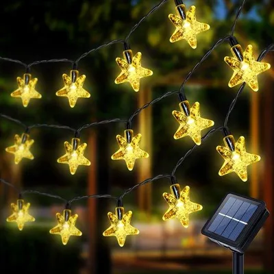 Immagine prodotto di Ghirlanda luminosa a energia solare per giardino e feste con 8 modalità, impermeabile