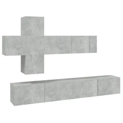 Produktbild von vidaXL 7-tlg. TV-Schrank-Set Betongrau Holzwerkstoff