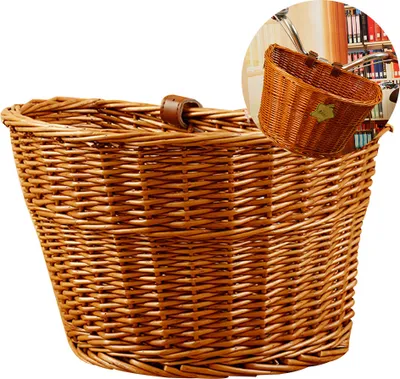 Produktbild von 36 * 25 * 20cm Wicker Handgewebtes Fahrrad Vorderlenker Korb Fahrradfracht Aufbewahrungsbehälter