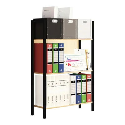 Image de Étagère en bois avec cadre en métal debout | Étagère de bureau d'économie d'espace | Dimensions env. H. 100 x W. 56 x D. 24 cm | Étagère élégante | Support Support – Flakos 3