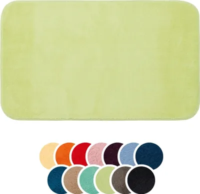 Produktbild von liebling Badteppich, 100% Polyester, mit Anti-Rutsch Beschichtung, saugstark, Serie Santos, 50 x 70 cm, 1500 g/m², bei 30 Grad waschbar, limone