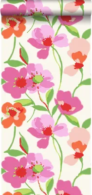 Produktbild von ESTAhome Tapete Mohnblumen Rosa und Orange - 128026 - 53 cm x 10,05 m