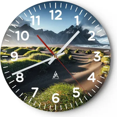 Produktbild von Wanduhr - Rund - Glasuhr - Vulkan Natur - 30x30cm - Schleichendes Uhrwerk - Lautlos - zum Aufhängen bereit - Dekoration Modern - Wanddekoration aus Glas - C4AR30x30-3496