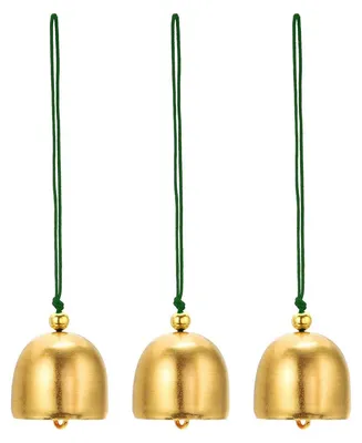 Productafbeelding van Windspel, hangende klokken, metaal, 3 stuks, goud/groen, 13 cm