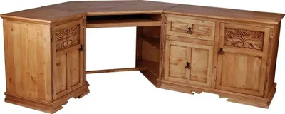 Produktbild von MiaMöbel Schreibtisch Mexico Möbel 218x80x163 cm Landhausstil Massivholz Pinie Honig