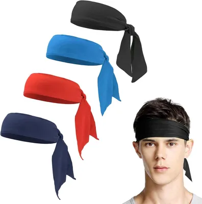 Produktbild von Sport Haarbänder 4 Stück, Verstellbar, Schweißband, Stretchy, Atmungsaktiv, Unisex