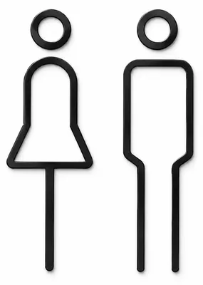 WC-Schilder 2er-Set, selbstklebend, Damen & Herren, schwarz
