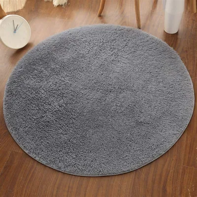Productafbeelding van Rond vloerkleed voor kinderkamer, diameter 60 cm, grijs, zacht, geschikt voor speelhoeken