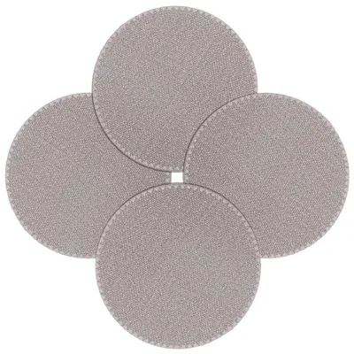 4er-Set runde Platzsets 38 cm Kunstleder beige
