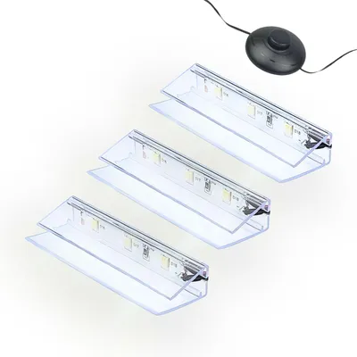 Produktbild von kalb | LED Glaskantenbeleuchtung Clip Set 3000K/5000K Transparent Plug & Play 3er Set kaltweiß
