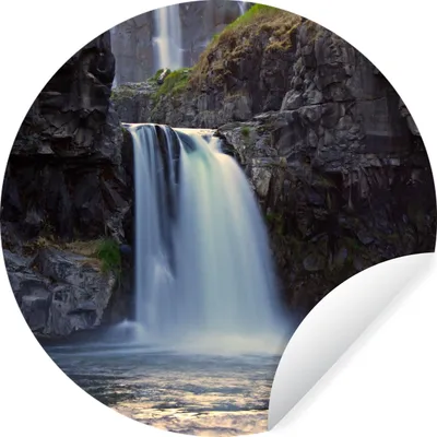 Produktbild von MuchoWow® Runde Wandtattoo - Wandsticker Tapete Aufkleber Wasserfall - Wasser - Felsen Ø 30 cm Selbstklebend und Repositionierbar - Wandaufkleber - Kreis - Wandbild - Fototapete - Selbstklebend - Dekoration - Wandschmuck - Schlafzimmer