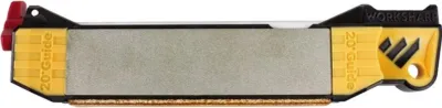 A sharpening tool with a diamond stone and guides.