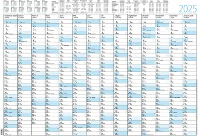 Produktbild von Jahresplaner 14 Monate 2025 - Plakat-Kalender 86x61 cm - Ferienübersicht - Arbeitstagezählung - Zettler