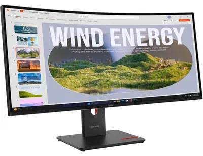 Produktbild von Lenovo ThinkVision T34WD-40 - LED-Monitor - gebogen - 86.4 cm (34") - 3440 x 1440 UWQHD @ 120 Hz - VA - 300 cd/m² - 3000:1 - HDR10 - 4 ms - HDMI, DisplayPort, USB-C - Finsternis schwarz