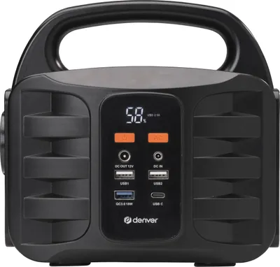 Produktbild von Denver PPS-42000 Tragbare Powerstation mit Solarpanel – 42000mAh, 155Wh, LED Lampe, USB & QC 3.0