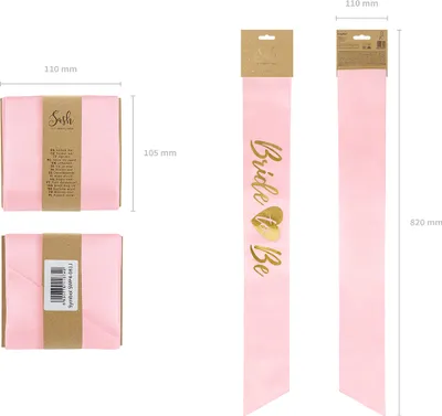 Produktbild von Schärpe Bride to be 75x10cm Satin 1 Stück Rosa / Gold