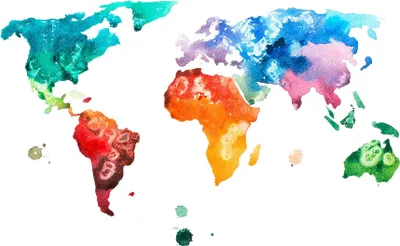 Produktbild von Bunte Fototapete in Aquarell Optik | Weltkarte als Tapete im Wasserfarben Stil | Vlies Fototapete mit Landkarte ideal fü