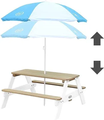 Productafbeelding van Famanu kindertafelset met parasol - bruin/wit