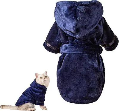 Produktbild von Hundebademantel mit Microfaser für Hunde - Schnell trocknend und sehr absorbierend - Mit Kapuze und verstellbarer Gürtel - Ideal für Welpen
