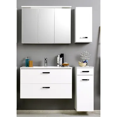 Produktbild von Badmöbel Set PADUA-03 in Hochglanz weiß, Waschplatz 90cm breit