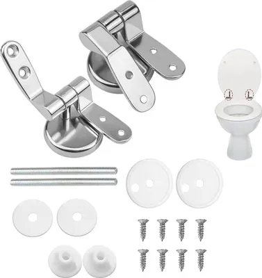 Produktbild von WC-Sitz-Scharniere Ersatzteile - Zinklegierungs-Scharnierset für Toilettendeckel mit Absenkautomatik | Für Badezimmer, Toilettensitz Reparatur