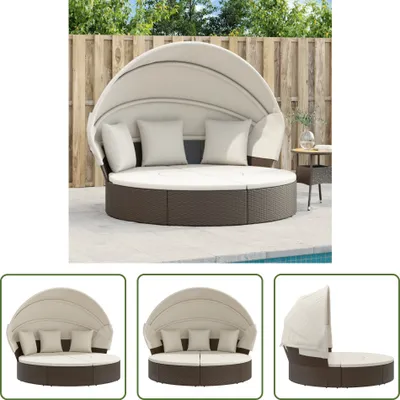 Produktbild von The Living Store Sonneninsel mit Dach und Kissen Braun Poly Rattan