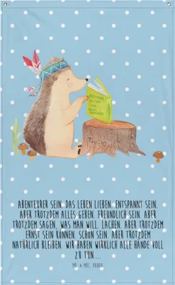 Produktbild von Mr. & Mrs. Panda Wandteppich Igel Federschmuck - Blau Pastell - Geschenk, Wandschmuck, Tiere, Lagerfeuer, Camping, Wandbild, Gobelin, Indianer, Abenteuer, Tapestry