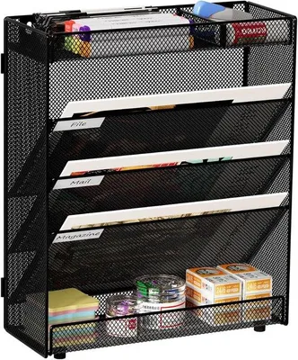 Image de Porte-documents mural - Noir - 5 niveaux - Organiseur