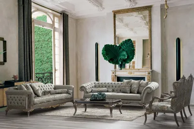 Produktbild von Luxus Stoffsofa Chesterfield Sofagarnitur Dreisitzer Sessel Grau 3tlg