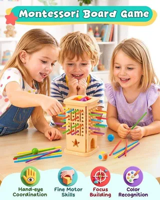 Produktbild von Montessori-Brettspiel aus Holz – pädagogisches Spielzeug – für Kinder von 3 bis 6 Jahren – fördert Kreativität und Zusammenarbeit