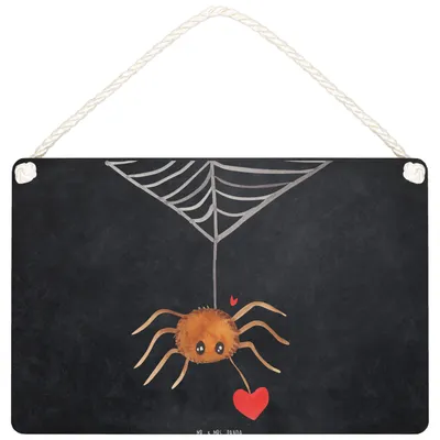 Produktbild von Mr. & Mrs. Panda Schild Spinne Agathe Liebe DIN A5 - Kreidetafel - Geschenk, Liebesbeweis, kleine aufmerksamkeit, Verliebt, Liebesgeschenk, Holzschild, Türschild, Deko