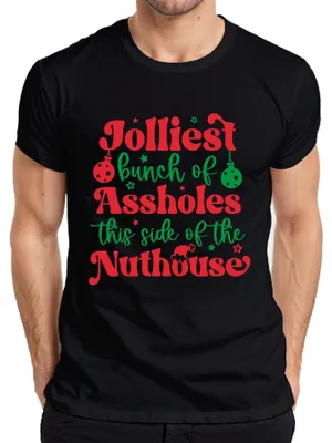 Zdjęcie produktu dla Koszulka męska Jolliest Bunch of Assholes Christmas Funny Gift Party, Czarny, XL