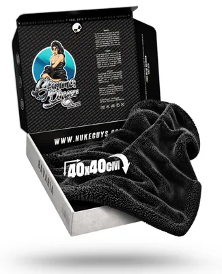 Produktbild von Nuke Guys Gamma Dryer S | Ultra saugstarkes handliches Trockentuch 1400 GSM in Schwarz 40x40cm | Fusselfrei, abgerundete sanfte Fasern, kratzerfrei | Premium Mikrofasertuch für Auto Motorrad Fahrrad