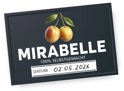 Produktbild von Itenga 50 x Marmeladenetikett Mirabelle - schwarz - rechteckig 6x4cm